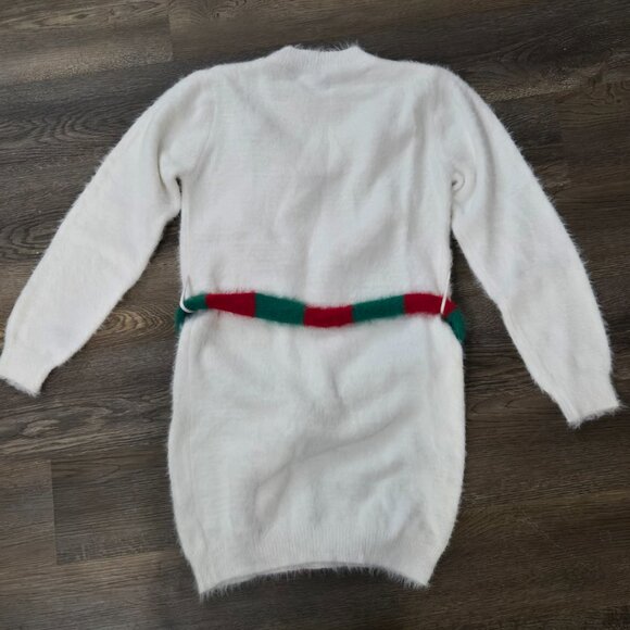 Soft and fluffy White Snowman Sweater dress, tunic length sweater - Picture 7 of 9